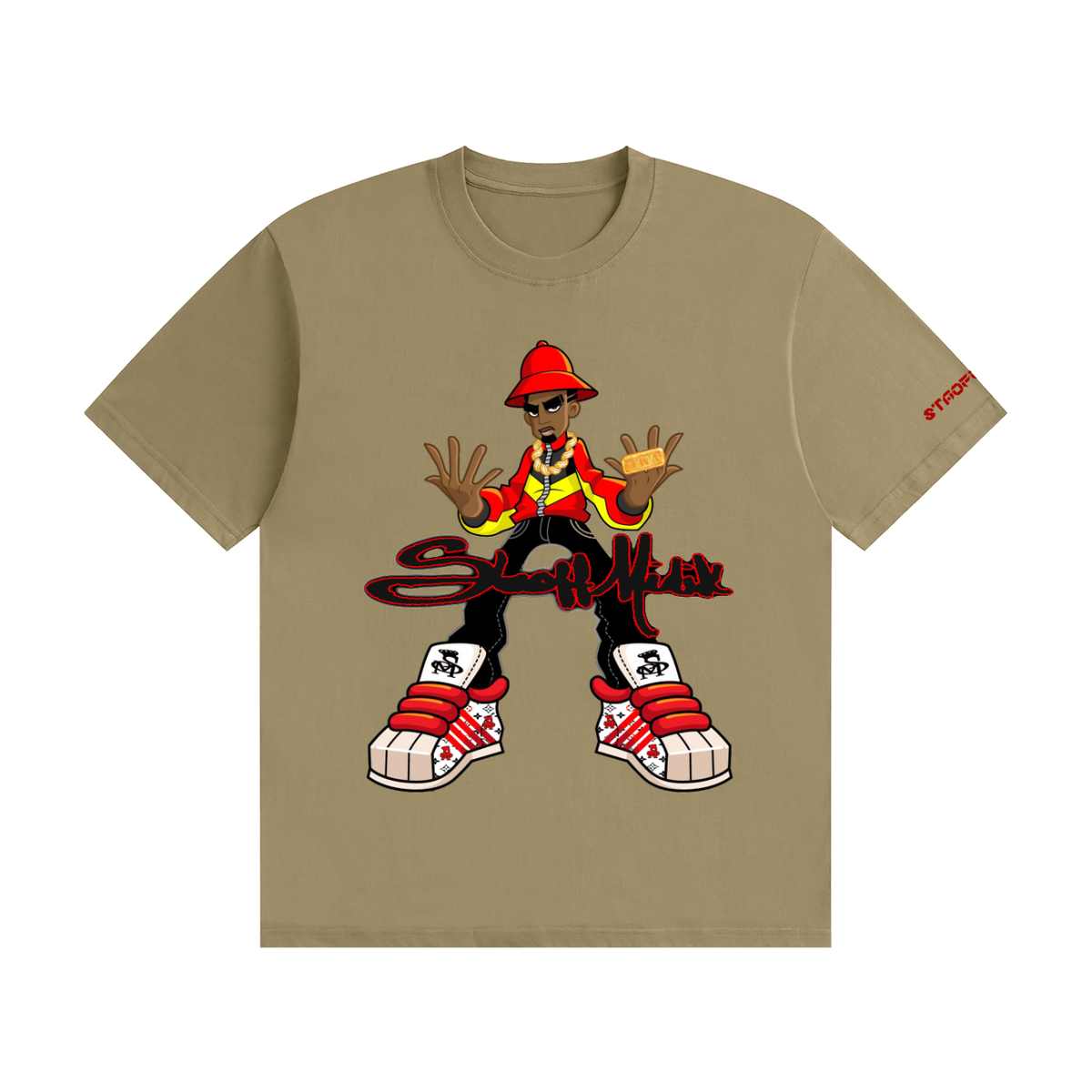"STAOFF MIDIK" Unisex Seamless Cotton T-Shirt (RED)