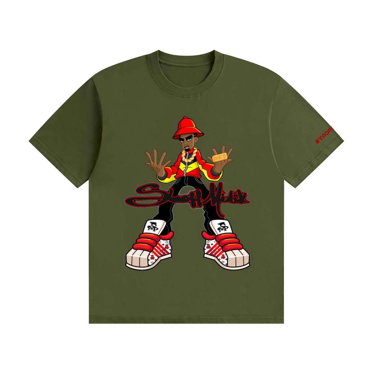 "STAOFF MIDIK" Unisex Seamless Cotton T-Shirt (RED)
