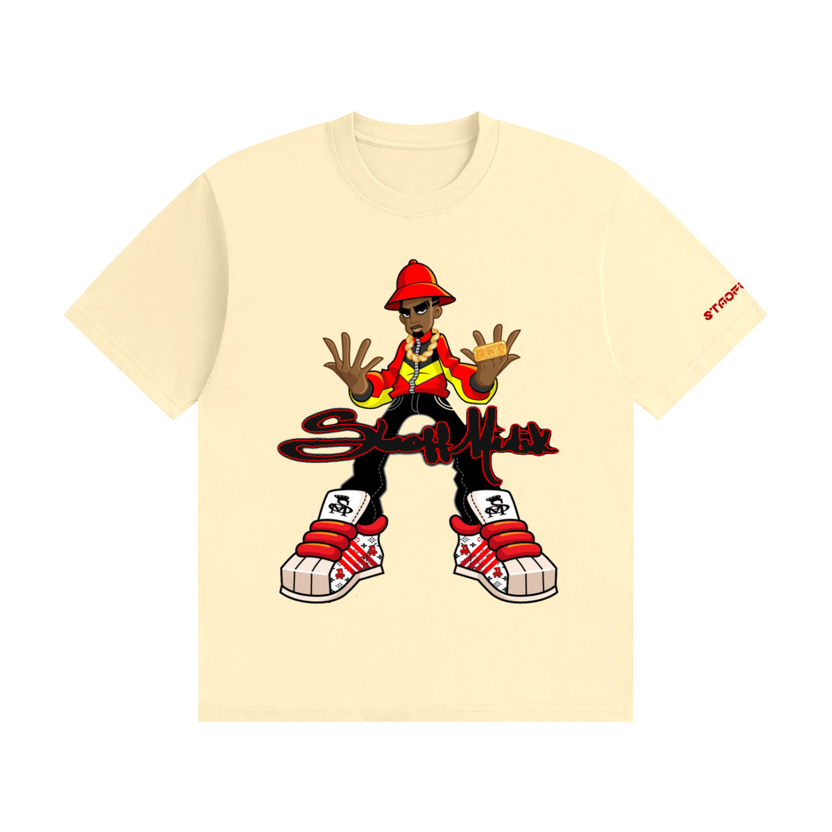 "STAOFF MIDIK" Unisex Seamless Cotton T-Shirt (RED)