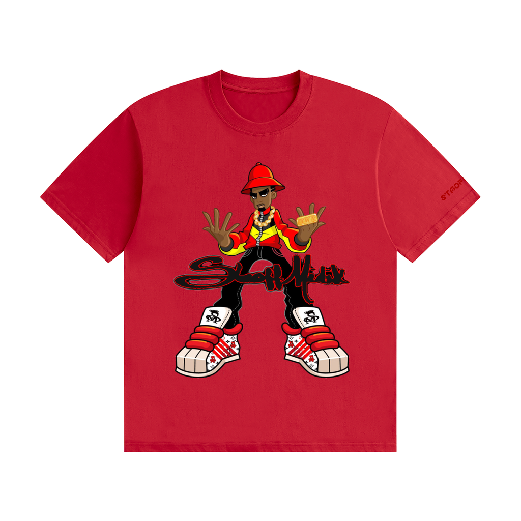 "STAOFF MIDIK" Unisex Seamless Cotton T-Shirt (RED)