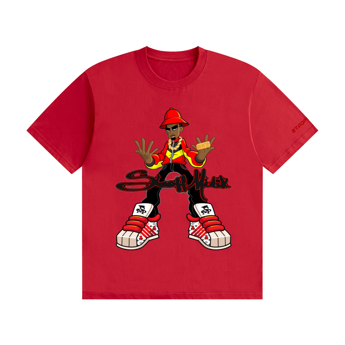 "STAOFF MIDIK" Unisex Seamless Cotton T-Shirt (RED)